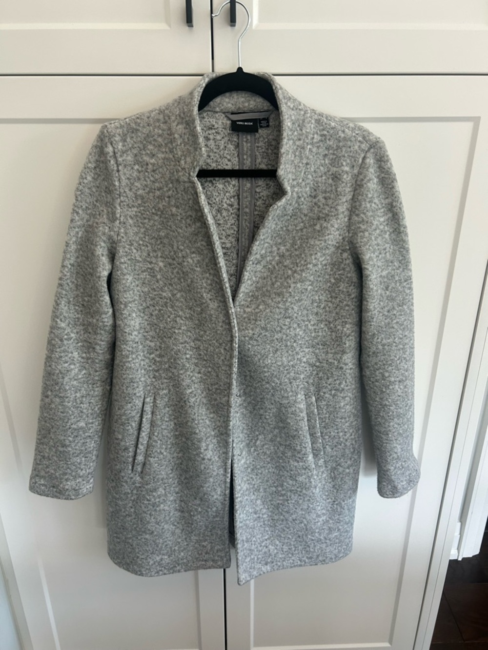 Vero Moda Light Gray Textured Stand-Collar Pea Coat